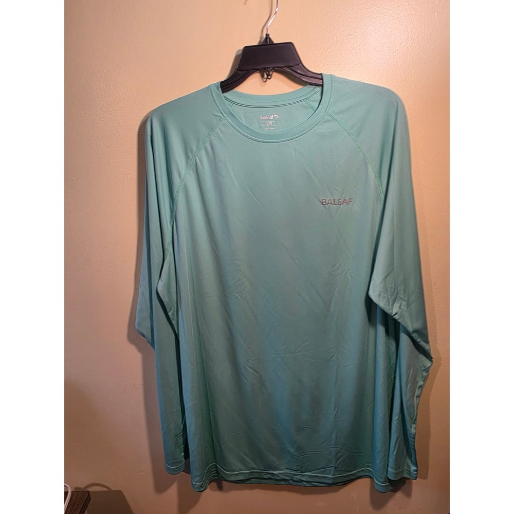 Baleaf Mens 3XL Long Sleeve Performance Shirt Aqua Blue Mint Activewear Top
